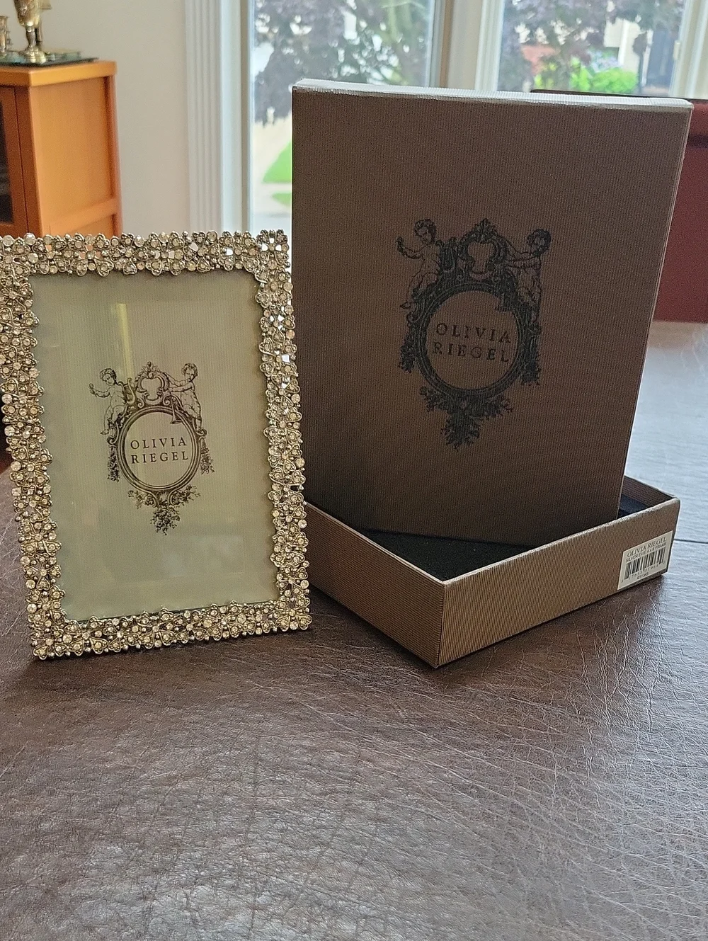 ​Olivia Riegel Silver Evie Crystal 4x6 Photo Picture Frame NEW RT1365